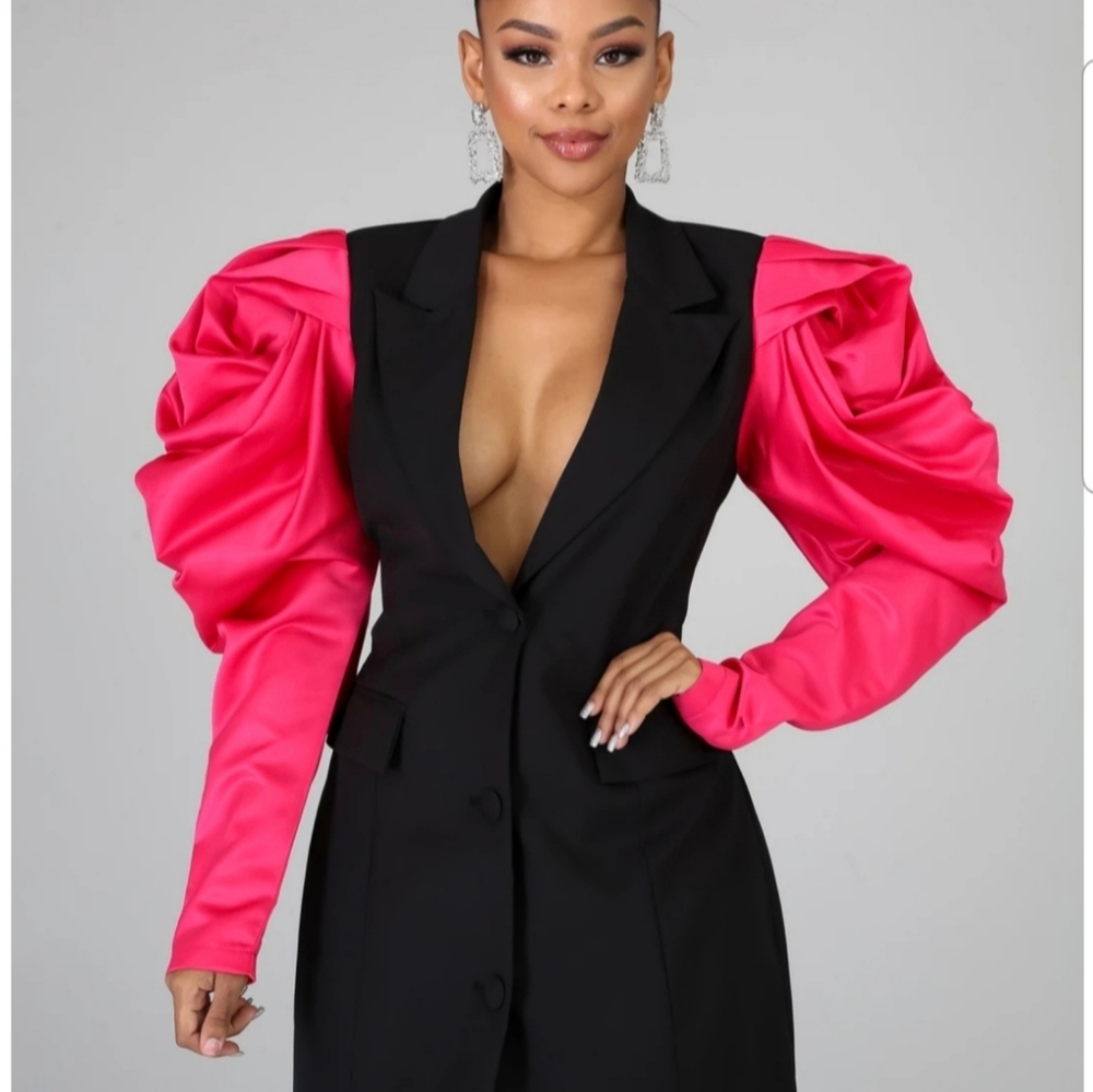 Puffer sleeve suit dress